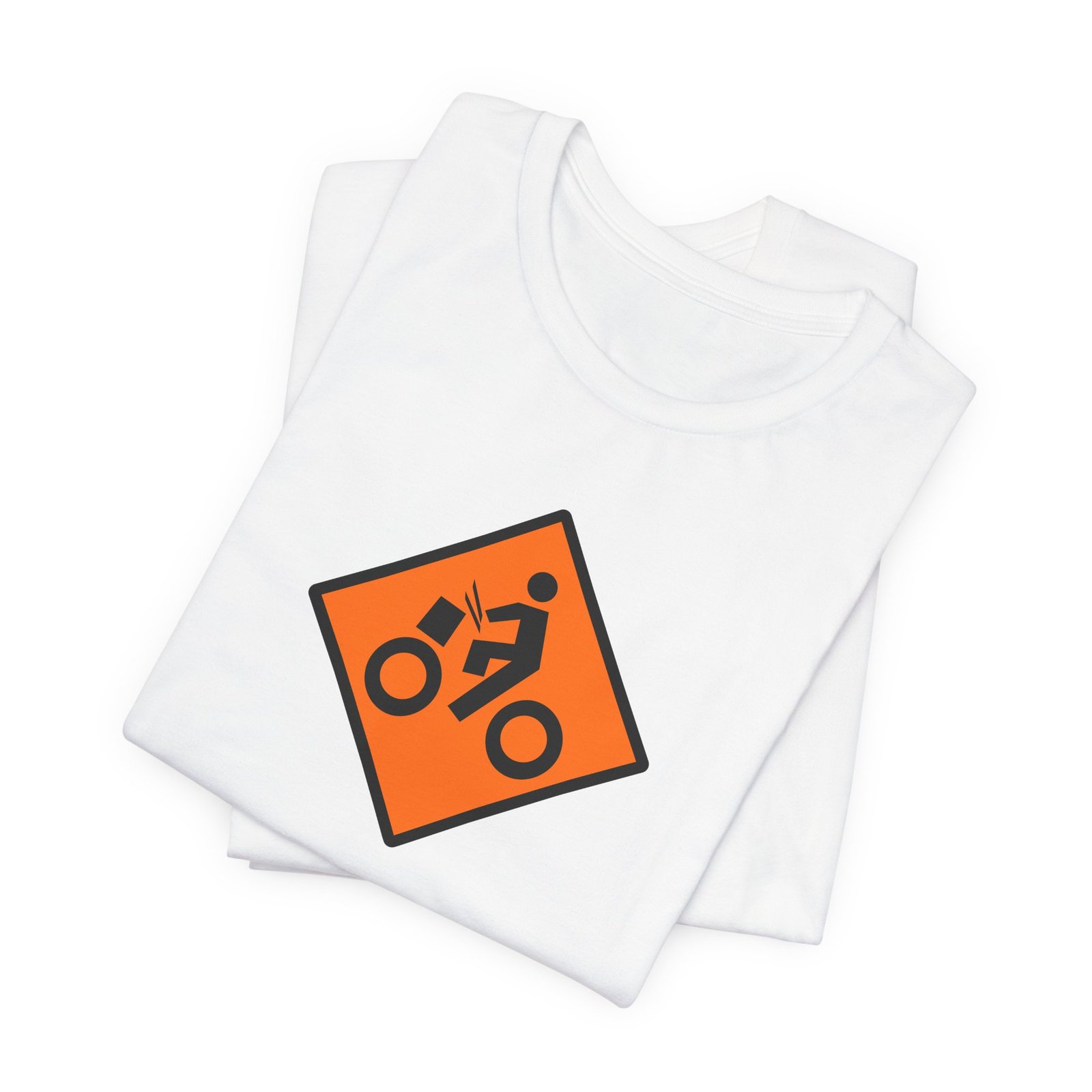Drumming Bicycle Construction Sign — Orange Road Drummer Bike Logo T-Shirt - Image 4