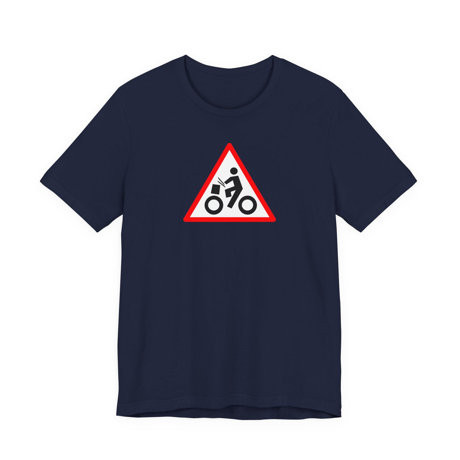 Drumming Bicycle Warning Sign — The Road Drummer Bike Logo T-Shirt - Image 2