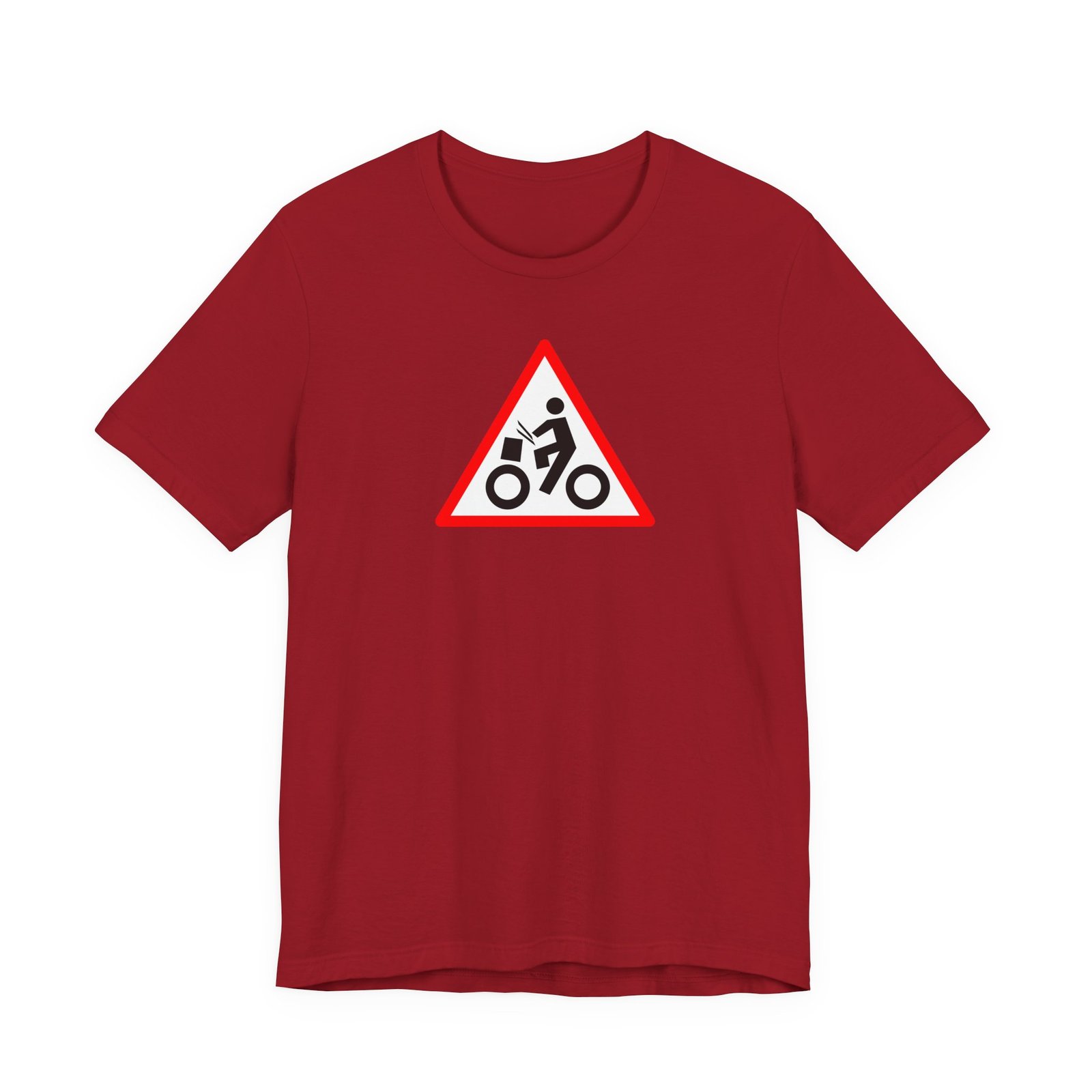 Drumming Bicycle Warning Sign — The Road Drummer Bike Logo T-Shirt - Image 63