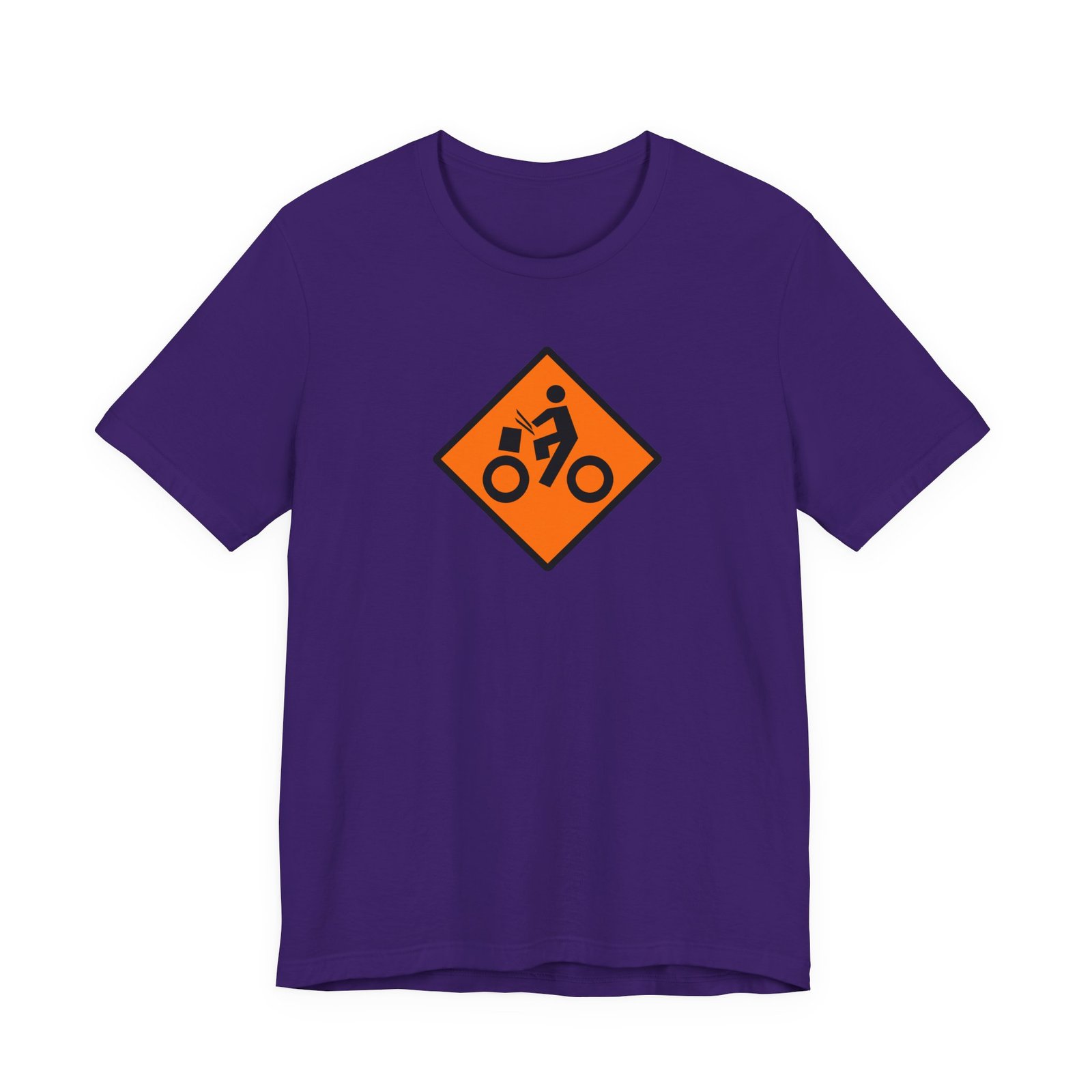 Drumming Bicycle Construction Sign — Orange Road Drummer Bike Logo T-Shirt - Image 40