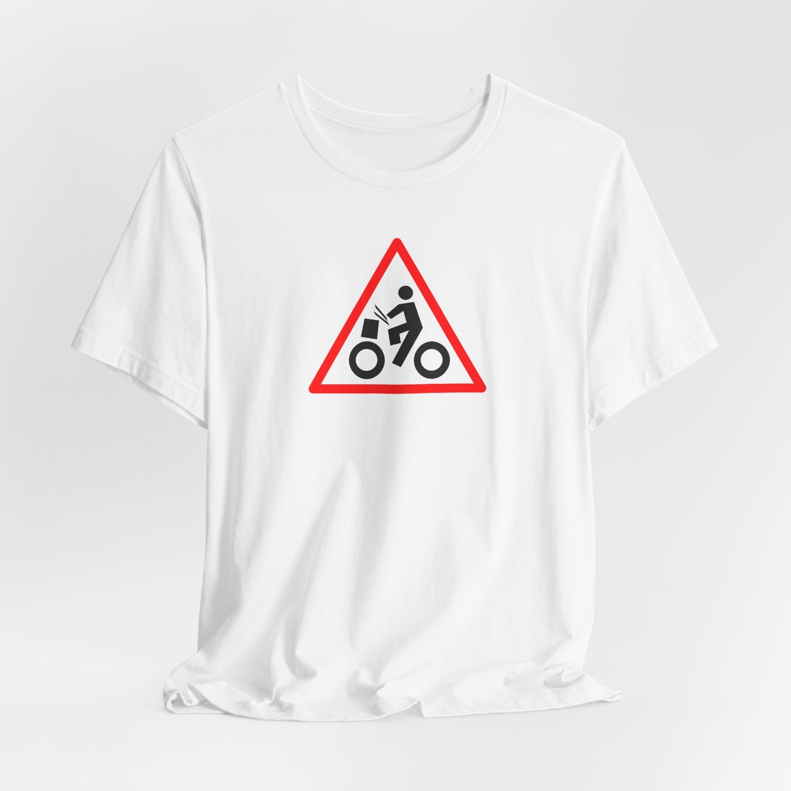 Drumming Bicycle Warning Sign — The Road Drummer Bike Logo T-Shirt - Image 4