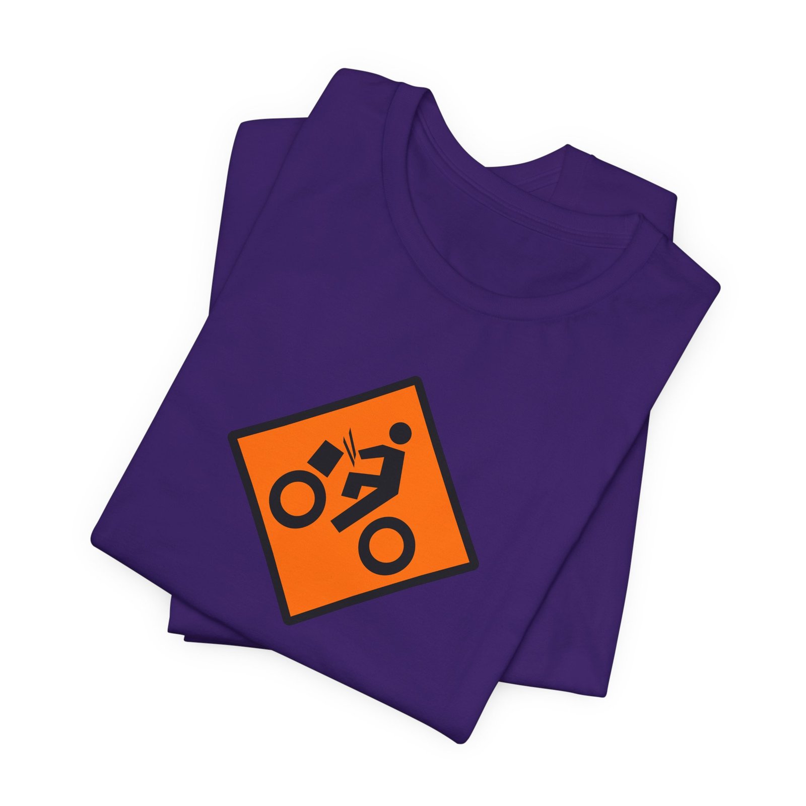 Drumming Bicycle Construction Sign — Orange Road Drummer Bike Logo T-Shirt - Image 42