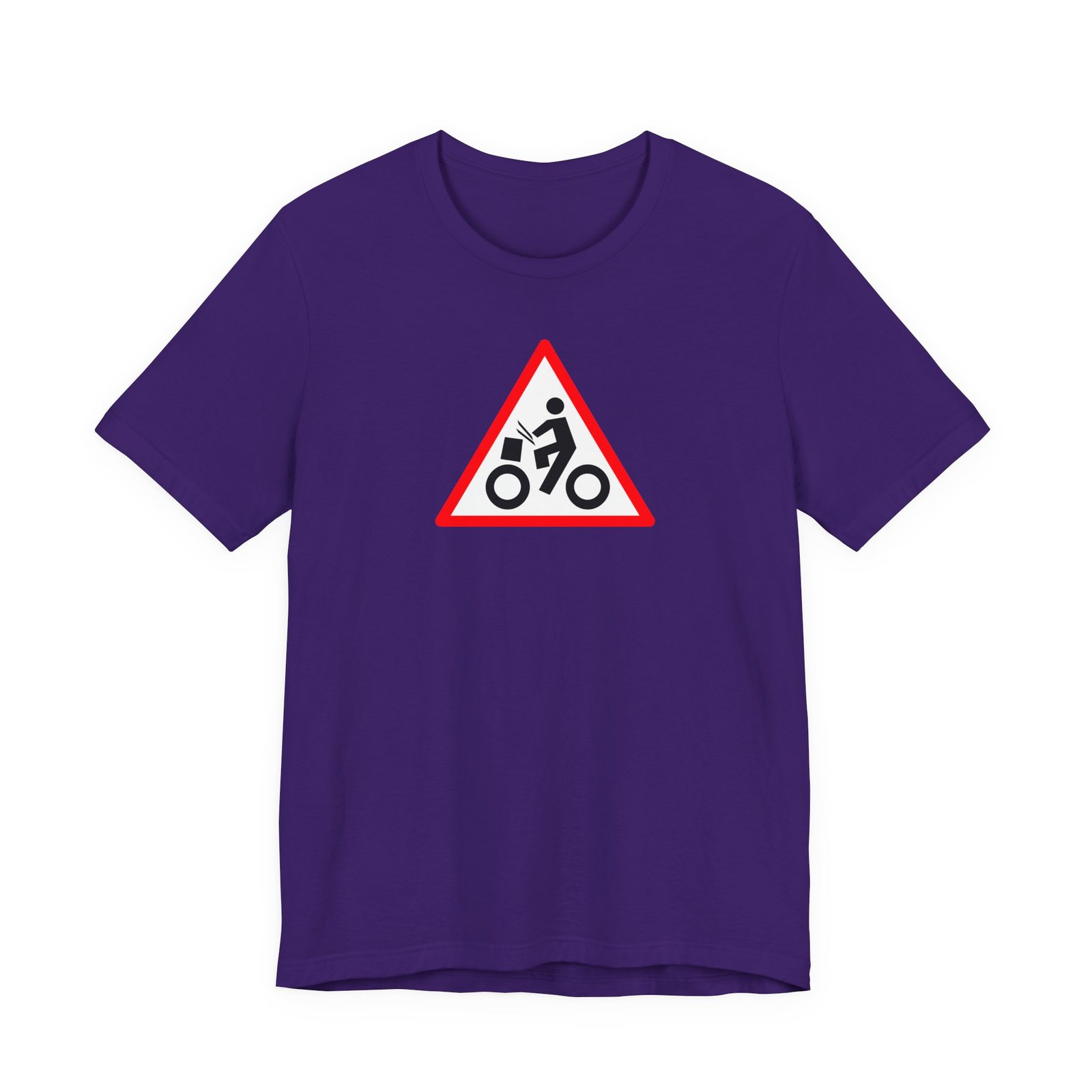 Drumming Bicycle Warning Sign — The Road Drummer Bike Logo T-Shirt - Image 55