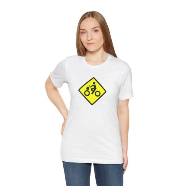Drumming Bicycle Crossing Sign — Yellow Yeild Road Drummer Bike Logo T-Shirt