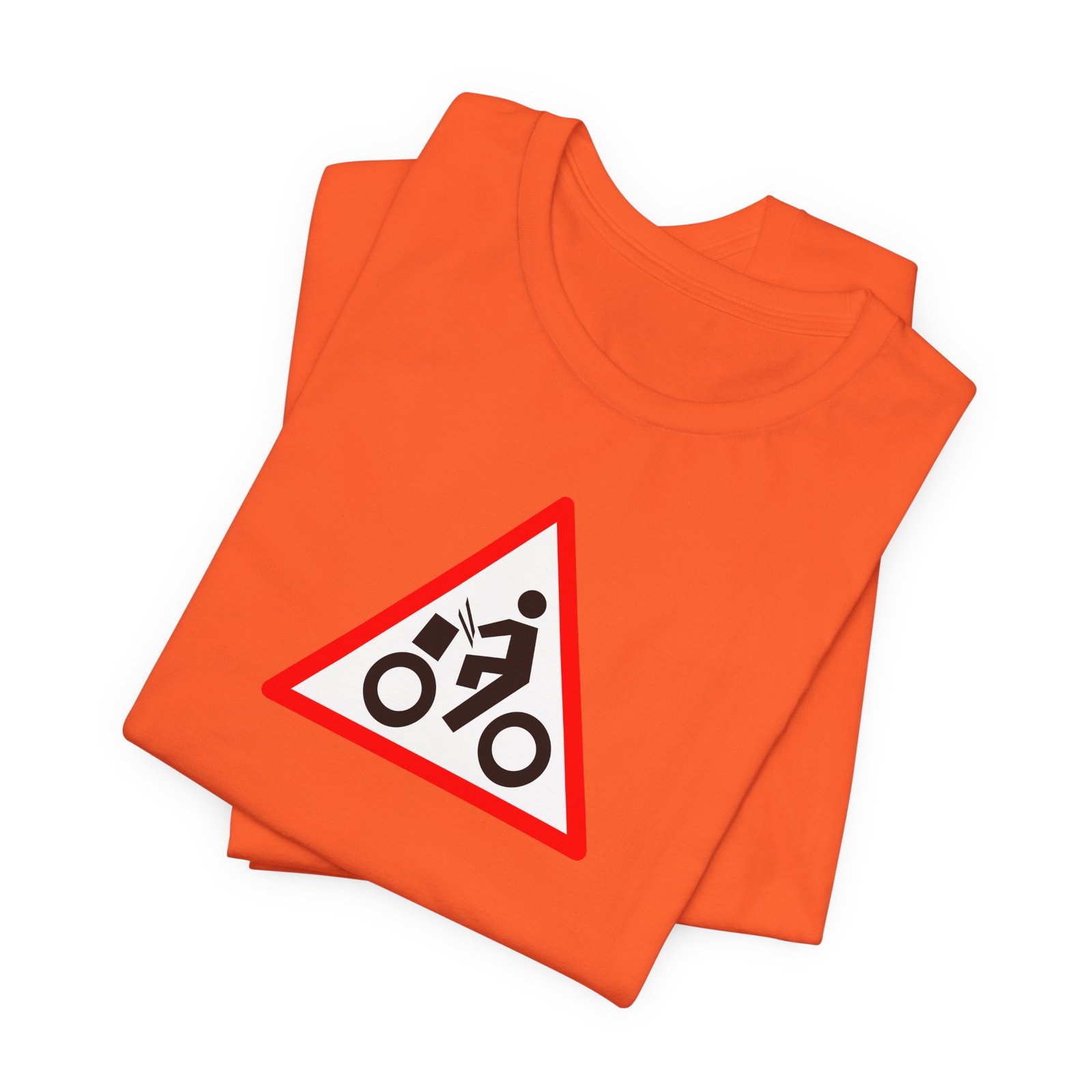 Drumming Bicycle Warning Sign — The Road Drummer Bike Logo T-Shirt - Image 11