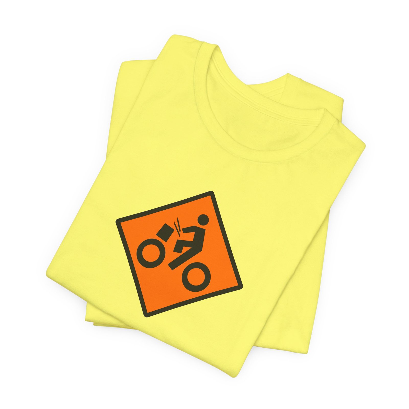 Drumming Bicycle Construction Sign — Orange Road Drummer Bike Logo T-Shirt - Image 26