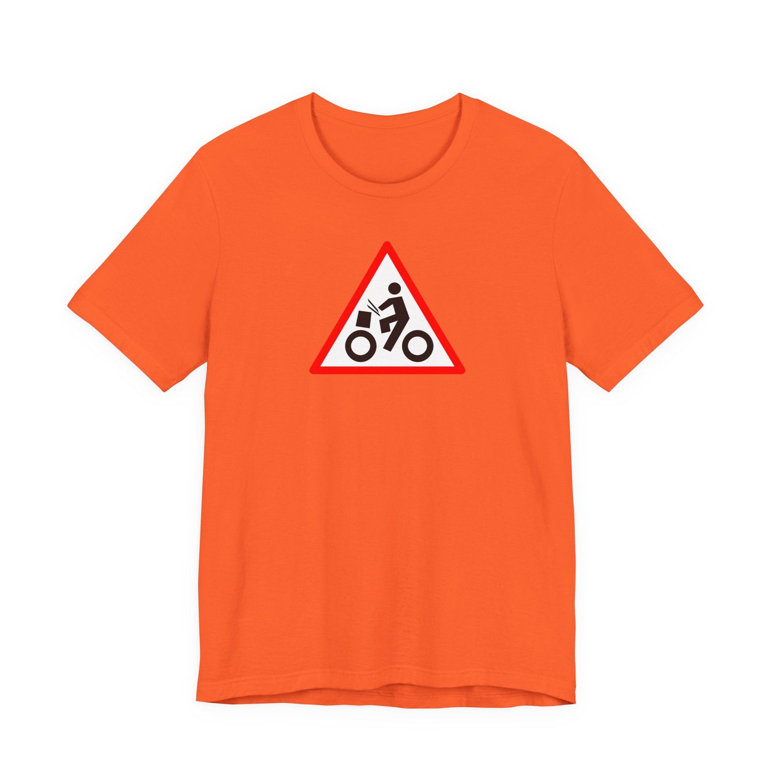 Drumming Bicycle Warning Sign — The Road Drummer Bike Logo T-Shirt - Image 9