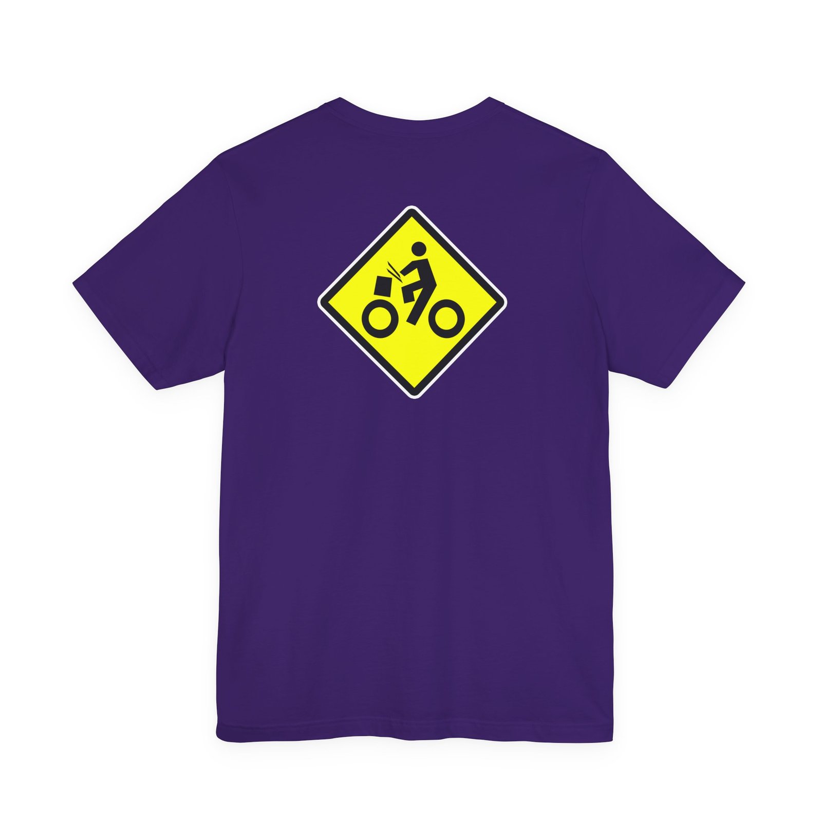 Drumming Bicycle Crossing Sign BACK— Yellow Yield Road Drummer Bike Logo T-Shirt - Image 47