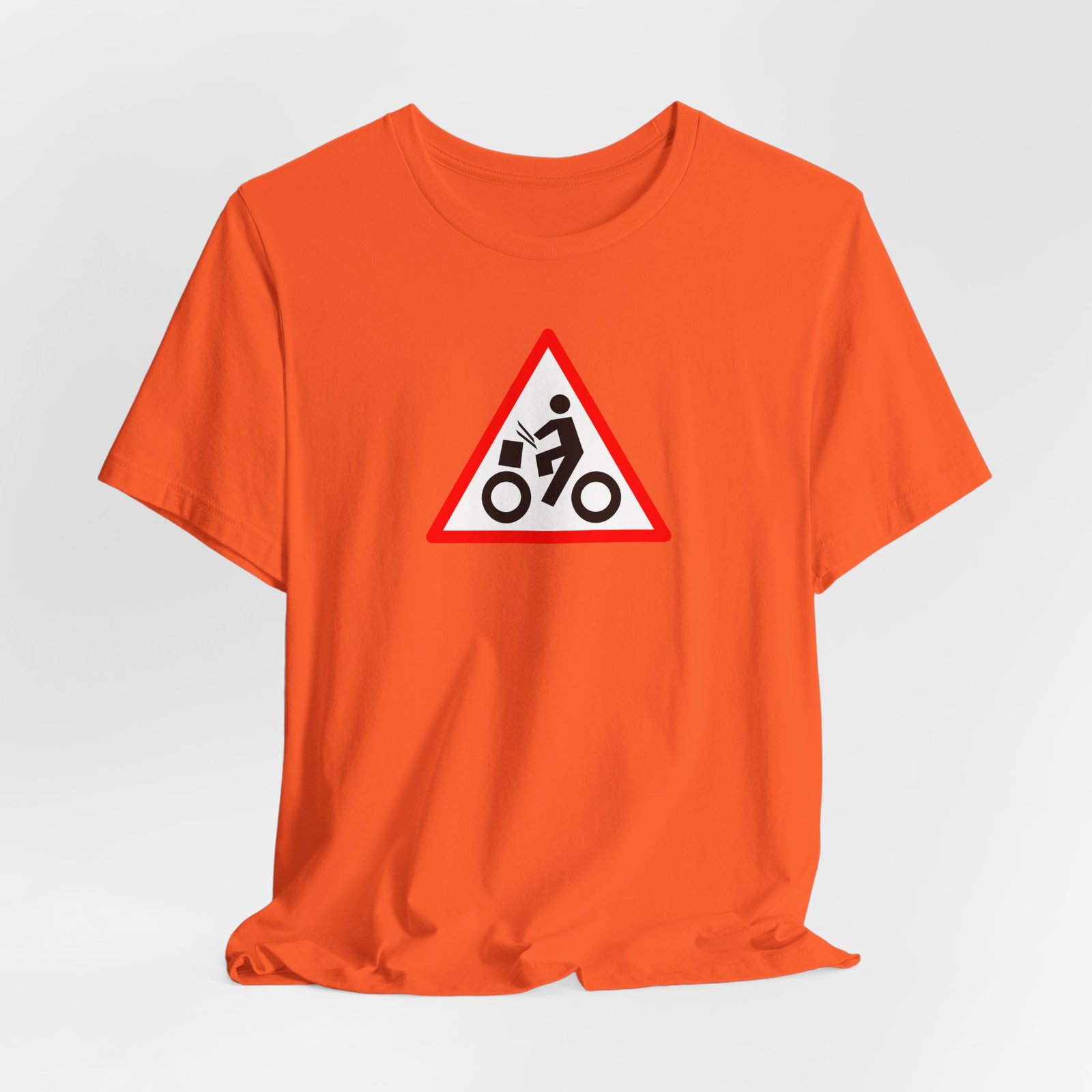 Drumming Bicycle Warning Sign — The Road Drummer Bike Logo T-Shirt - Image 12
