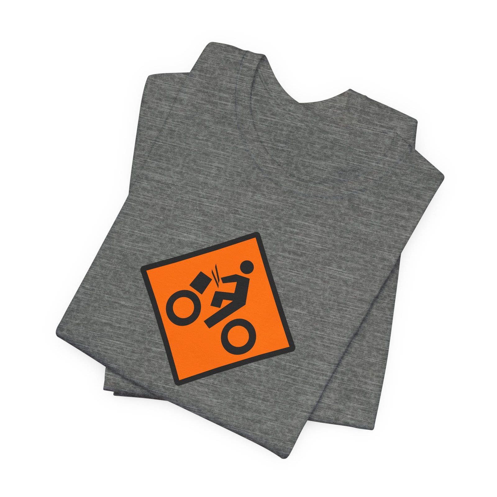 Drumming Bicycle Construction Sign — Orange Road Drummer Bike Logo T-Shirt - Image 58
