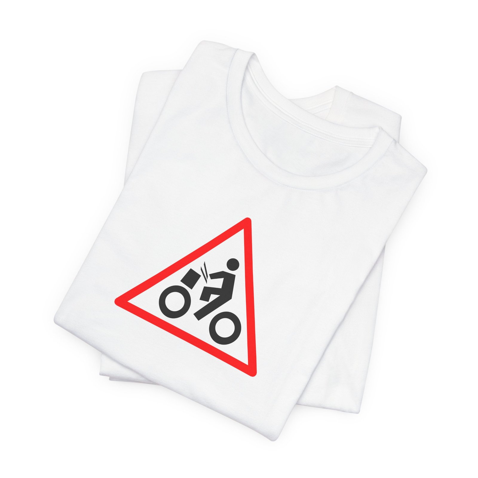 Drumming Bicycle Warning Sign — The Road Drummer Bike Logo T-Shirt - Image 3