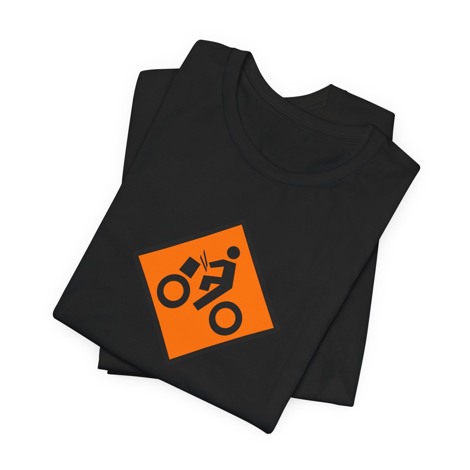 Drumming Bicycle Construction Sign — Orange Road Drummer Bike Logo T-Shirt - Image 11