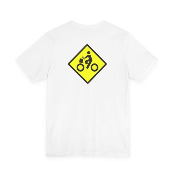 Drumming Bicycle Crossing Sign BACK— Yellow Yield Road Drummer Bike Logo T-Shirt