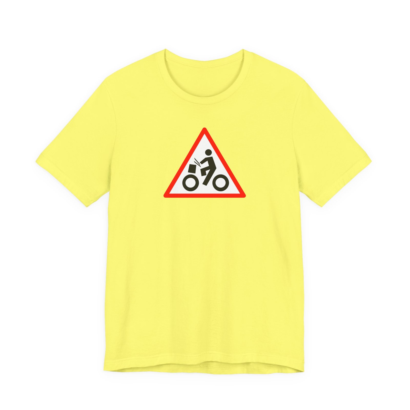 Drumming Bicycle Warning Sign — The Road Drummer Bike Logo T-Shirt - Image 32
